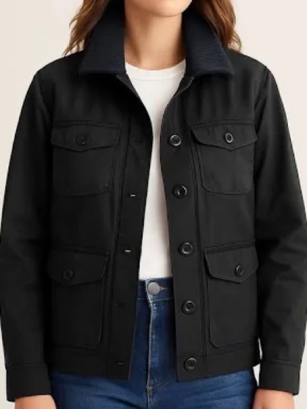 J. Crew "Washed & Aged" Utility Field Jacket - Dark Charcoal / Black S